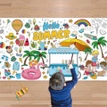 OHOME Summer Giant Coloring Poster/Tablecloth - Summer Decorations - 30 x 72 Inches Jumbo Paper Coloring Banner - Kids Crafts Gifts Toys Games Ice Cream Party Decorations - Arts Crafts Supplies