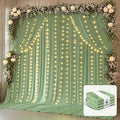 20 x 10ft Sage Green Backdrop Curtains with Lights String for Wedding Polyester Photo Backdrop Drapes Wrinkle Free Curtains Backdrop for Birthday Parties Reception Baby Shower Ceremony-5 x 10ft x 4P