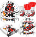 120 Pcs Fast One Birthday Decorations Race Car 1st Birthday Plates and Napkins Tableware Sets Racing Car First Party Decorations for Kids Boys 1 Years Old Party Supplies Serves 20