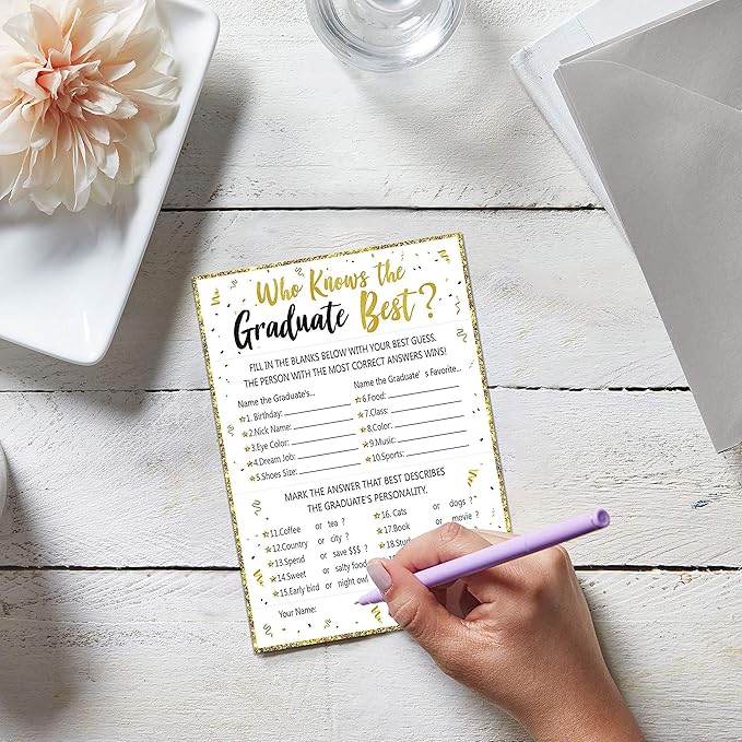 90shine 60Ct Who Knows Graduate Best Graduation Game Cards 2026 - Grad Party Supplies Decorations