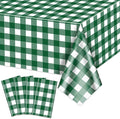 4 Pack Green Gingham Tablecloths, Green and White Checkered Tablecloths 86.6 x 51.2 Inches Gingham Table Covers Rectangular Waterproof Picnic Table Covers for Birthday Party Holiday Outdoor Supplies