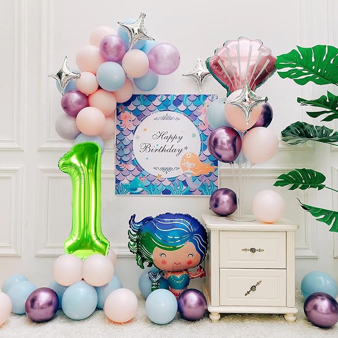 Smlpuame 40 inch Number Balloon 0-9 Green Large Number 1 Balloons,Digital Balloons for Birthday Party Celebration Decorations Supplies, Helium Foil Number Balloons for Wedding Anniversary