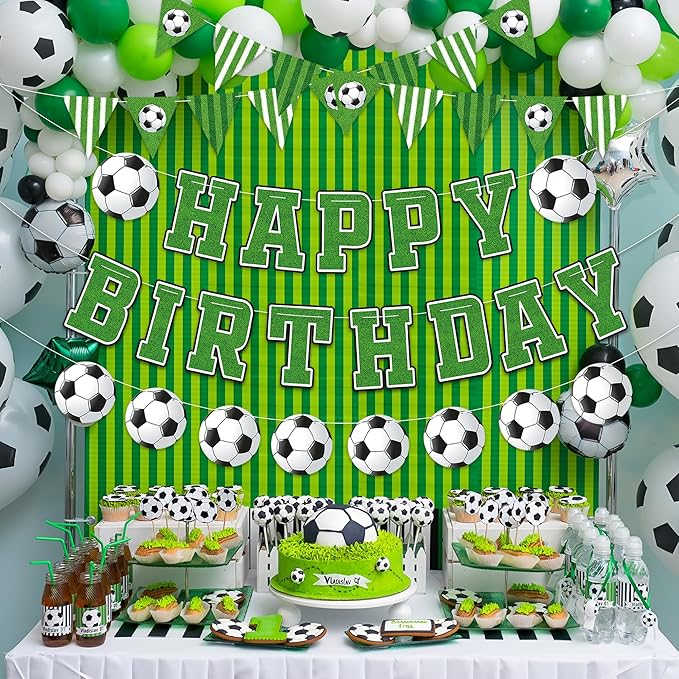 Soccer Happy Birthday Banner Soccers Sports Paper Garland Soccer Pennant Bunting Flag Decor Soccers Happy Birthday Party Decorations for Kids Boys and Girls Sports Football Birthdays Party Supplies