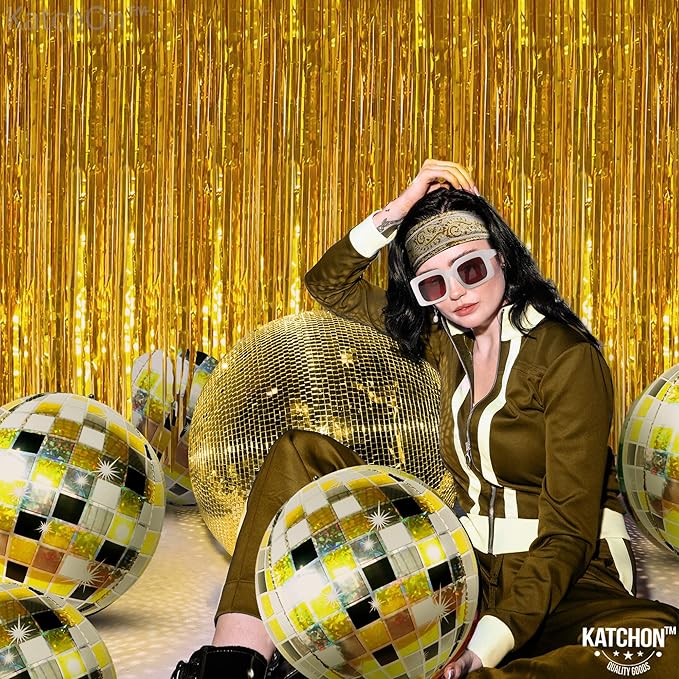 KatchOn, Shiny Disco Ball Balloons - Big 22 Inch, Pack of 12 | Foil Black and Silver Disco Balloons for Disco Ball Decor | Black and Gold Graduation Decorations 2025 | Bachelorette Party Decorations