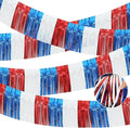 4 Packs Total 39 Feet 4th of July Parade Floats for Trailer Car, Red White Blue Foil Fringe Garland Patriotic Tinsel Streamers Banner Table Skirts for Graduation Homecoming Wedding Birthday Party