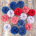 Homarkable Blue Red Tissue Paper Pom Pom Garlands, Tissue Flower Garland for Birthday Decorations, Baby Shower, Spring Summer Party Decorations