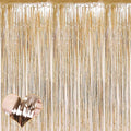 4 Pack Champagne Gold Fringe Curtain Backdrop, 3.2Ft x 6.6Ft Metallic Tinsel Foil Fringe Streamers Curtains Background for Photo Booth Birthday Baby Shower Party Thanksgiving Christmas Decorations