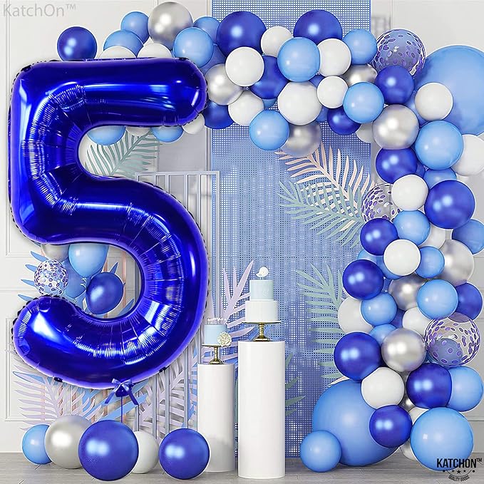 KatchOn, Navy Blue Number 5 Balloon - Big, 40 Inch | 5th Birthday Decorations for Boys | 5th Birthday Boy | Balloon For 5th Anniversary Decorations, Fifth Birthday Decoration Boy