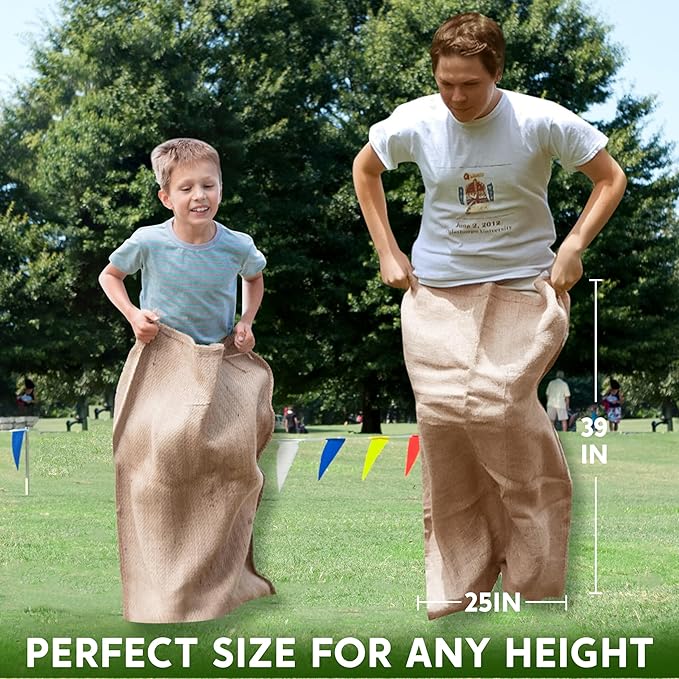 JOYIN 6 Pack Large Burlap Potato Sack Race Bags, 39" x 25" Potato Sacks Racing Bags for Kids & Adults,Outdoor Play, Family Reunion, Outdoor Picnic Party, Outside Yard Lawn Easter Carnival Games