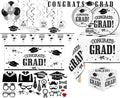 Oojami Graduation Party Supplies 2025 – Complete Set for 30 Guests with Plates, Cups, Napkins, Table Covers, Balloons, Photo Props, Banners & Card Box – Disposable Black & White Decor Kit