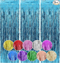 Homiest 3 Pack Light Blue Tinsel Backdrop, 3.3x6.6 FT Metallic Tinsel Foil Fringe Curtains Party Decorations, Birthday Door Streamers for Baby Shower Wedding, Photo Booth Props Background Wall Decor