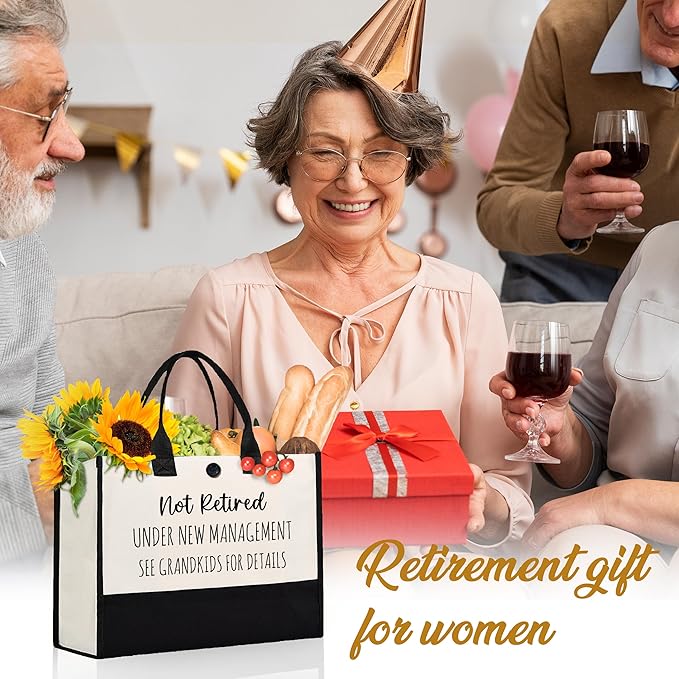 Afterprints Retirement Gift for Woman, Funny Retirement Canvas Tote Bag, Retirement Gifts for Women 2026, Retirement Gifts for Coworker, Grandma, Mom, Friend, Teacher, Nurse, Doctor