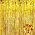 3 Pack Gold Foil Fringe Curtain Backdrop, 3.28Ft x 6.6Ft Metallic Tinsel Foil Fringe Streamer Curtains for Photo Booth, Christmas Day, Thanksgiving, Wedding, New Year Party Decorations