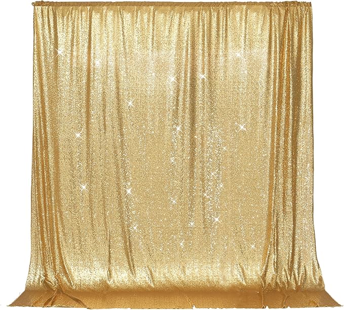PartyDelight Gold Sequin Backdrop 6x6ft High-Density 3mm Sparkly Photo Background Back Drop Glitter Drape for Wedding, Birthday, and Holiday Party Decorations