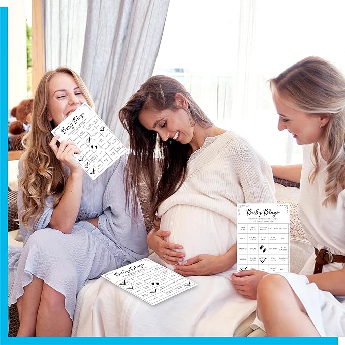 Baby Shower Bingo Game, 50 Bingo Cards Perforated Calling Cards Bingo Games for Baby Shower, Bridal Wedding Shower (White)