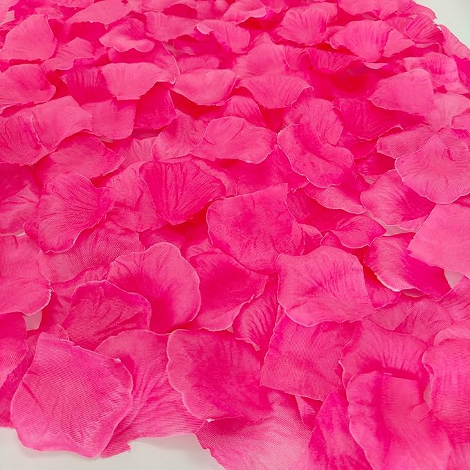 Pre-Separated 1500 Pcs Artificial Pink Rose Petals for Romantic Night,Faux Hot Pink Flower Petals for Flower Girl,Weddings,Valentine Day,Party,Romantic Decoration(Ready-to-use)