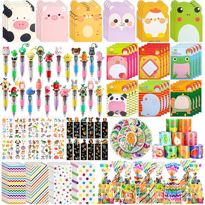 24 Pack Party Favors Classroom Gifts Set with Classic Animal ＆Fruit Designs for Teens, Goodie Bags with Multicolor Pen for Birthday Stuffers Rewards Prizes Party Favors