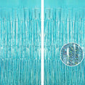 Blue Tinsel Foil Fringe Curtain Backdrop, 3.3 x 8.2 ft Metallic Glitter Curtain Streamers, 2 Pack Light Blue Photoboth for Birthday Mermaid Baby Shower Party Decorations
