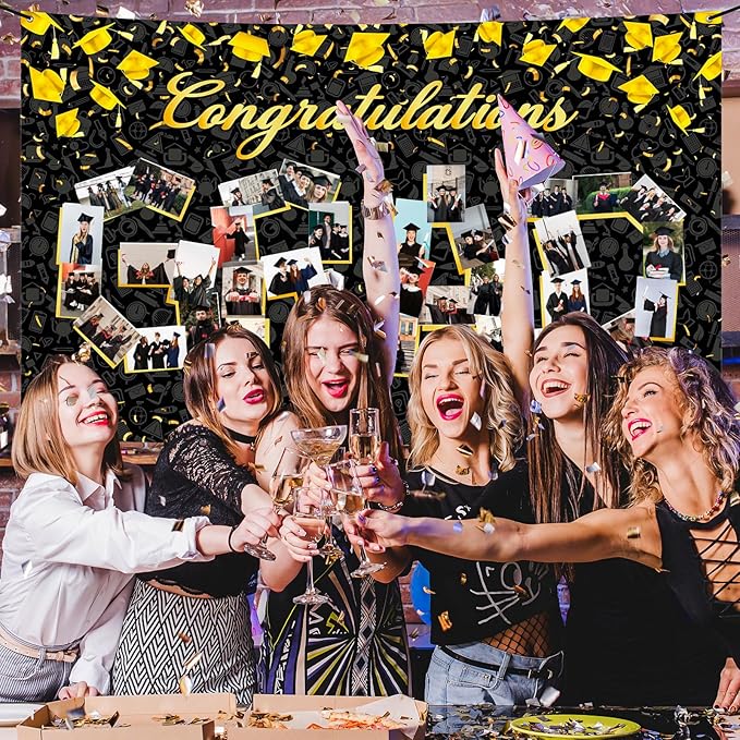 Large Graduation Photo Banner Decorations 72x44 Inch,Graduate Banner for Class of 2026 Ceremony Congratulations Grad School DIY Prom Favors Party Supplies, Picture Backdrop Sign Photography Background