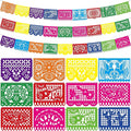 3 PCS Cinco De Mayo Decorations, Plastic Mexican Party Banner 55.2 FT Papel Picado Dia De Los Muertos, Colorful Fiesta Banner for Day of the Dead Decorations Ofrenda Decorations for Fiesta Decor