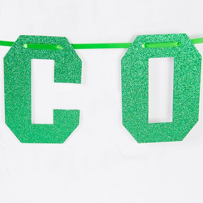 Gexolenu Green Class of 2025 Graduation Theme Party Decoration Banner, Congrats Grad Banner, Black Glitter Graduation Banner, 2025 Black Congratulations Grad Party Decorations