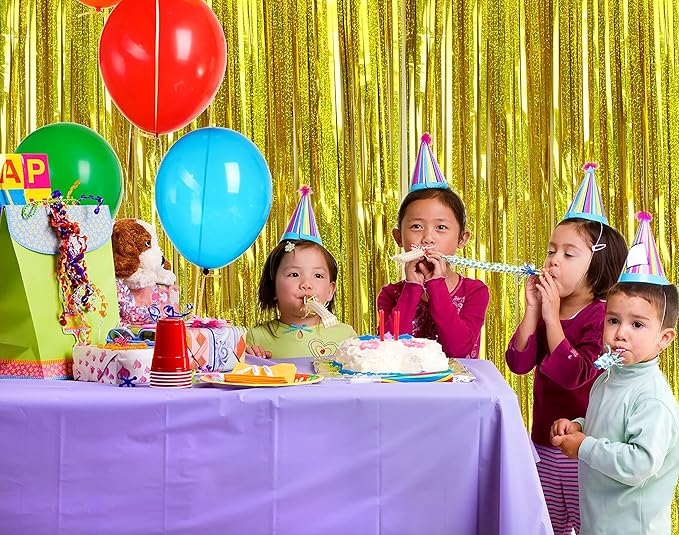 Gold Backdrops Curtains Christmas Party Decorations, Tinsel Streamers for Birthday Decorations, Photo Booth Props for Wedding, 1Pack 3.28X6.56Ft