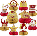 10PCS Graduation Decorations Class of 2025 Centerpieces, Congrats Grad Honeycomb Table Toppers for Graduation Party Favors, 2026 Graduation Party Decorations (10PCS, Maroon & Gold)