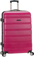 Rockland Melbourne Hardside Expandable Spinner Wheel Luggage, Checked Large 28", Magenta