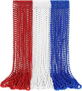4th of July Necklace Decorations, 30PCS 4th of July Beads Necklaces Accessories, Metallic Patriotic Independence Day Red Blue White Bulk, Beads Necklace for Memorial Day Patriotic Parades Party Favors