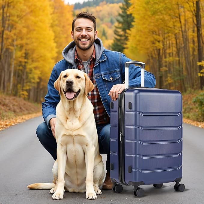 Simple Deluxe 24 Inch Expandable Hardside Carry On with Spinner Wheels & TSA Lock, ABS Hard Shell Lightweight Rolling Luggage Suitcase, Blue