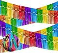 4 Packs Total 39 Ft Rainbow Parade Floats for Trailer Car, Colorful Foil Fringe Garland Tinsel Streamers Hanging Banner Table Skirts for Graduation Homecoming Holiday Birthday Pride Party Decor