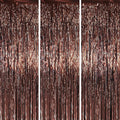 3.3 x 6.6 ft Foil Fringe Backdrop Curtains, Tinsel Streamers Party Decorations, Fringe Backdrop for Birthday, Baby Shower, Gender Reveal, Graduation (3, Brown)