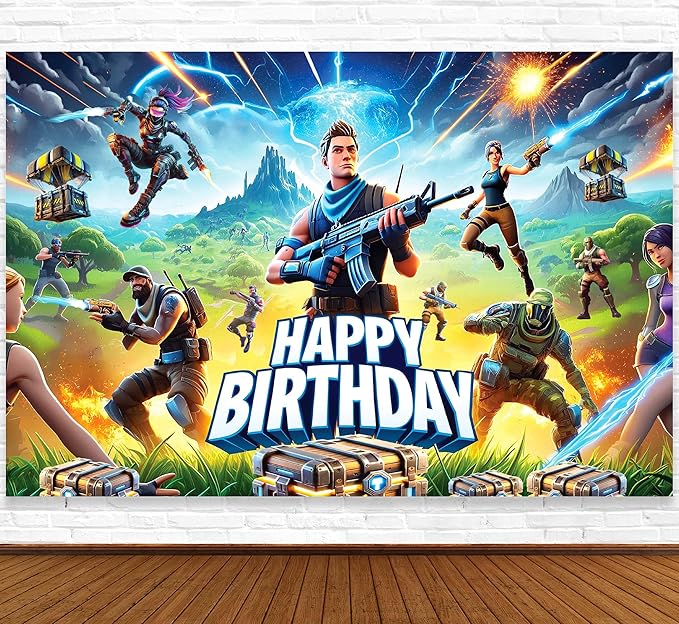 IndoTribe Video Game Birthday Decorations 6x4ft Video Game Supplies Birthday Decorations for Boys Gamer Party Decorations Gaming Party Decorations Birthday Gaming Backdrop Gaming Banner