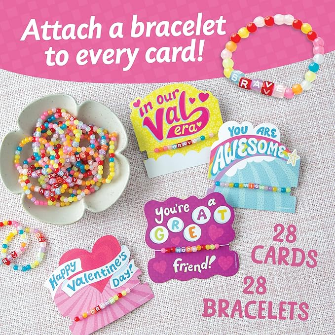 Peaceable Kingdom Valentines Box for Kids, Valentines Day Box Kit for Valentines Cards for Kids Classroom - Friendship Bracelet Valentines