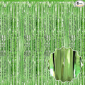 6 Pack Light Green Foil Fringe Curtains Backdrop, 3.28 x 9.8 Ft Metallic Streamers Tinsel Curtains Background for Photo Booth, Birthday, Halloween, Christmas, Thanksgiving, New Year Party Decorations