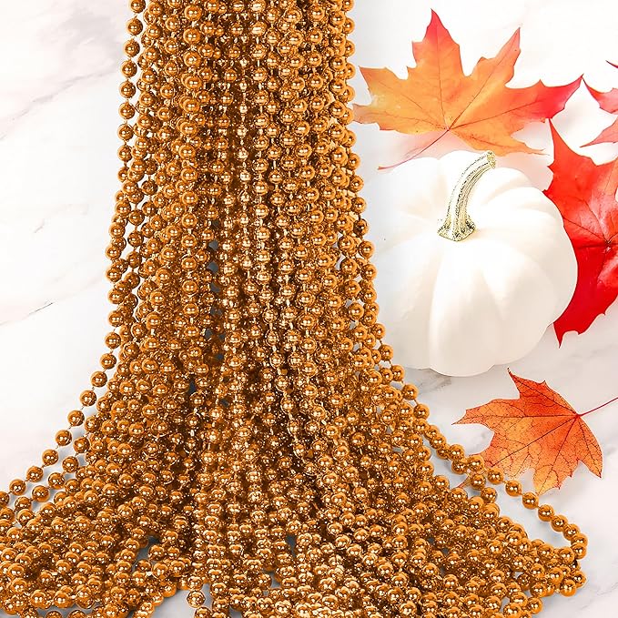 HOOSUN 30 Pack Orange Beads Necklace,Orange Party Decorations Accessories Mardi Gras Beaded Necklace,Parade Throw Accessories Christmas Bead Necklaces for Party Favors,School Event,Celebrations Decor