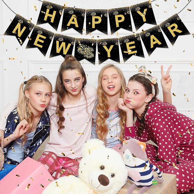 OHOME New Years Decorations 2026 - Happy New Year Banner - New Years Eve Party Supplies - Happy New Year Decorations 2026 Eve Decorations