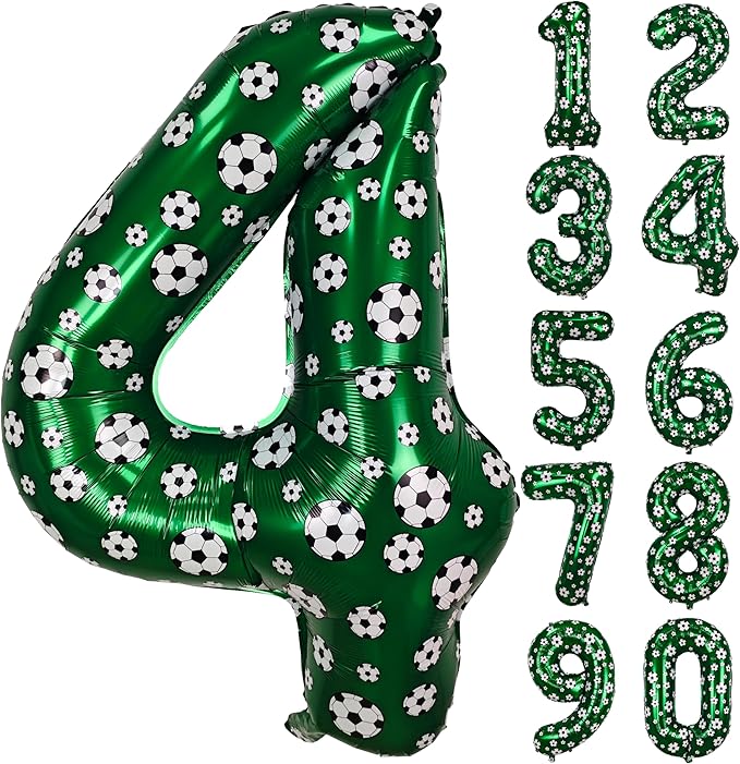 40 Inch Soccer Number 4 Balloons Large Foil Balloon Number 4 Birthday Deco World Cup Sports Soccer Theme Decoration For Soccer Party And Boy'S 4 th Birthday