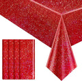 4 pcs Red Holographic Laser Tablecloths for Parties 40" x 108" Table Cloth Iridescence Shining Table Decoration For Valentines Galentines Day Princess Graduation Christmas Birthday Party Supplies