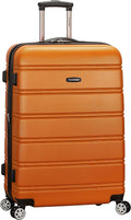 Rockland Melbourne Hardside Expandable Spinner Wheel Luggage, Checked Large 28", Orange