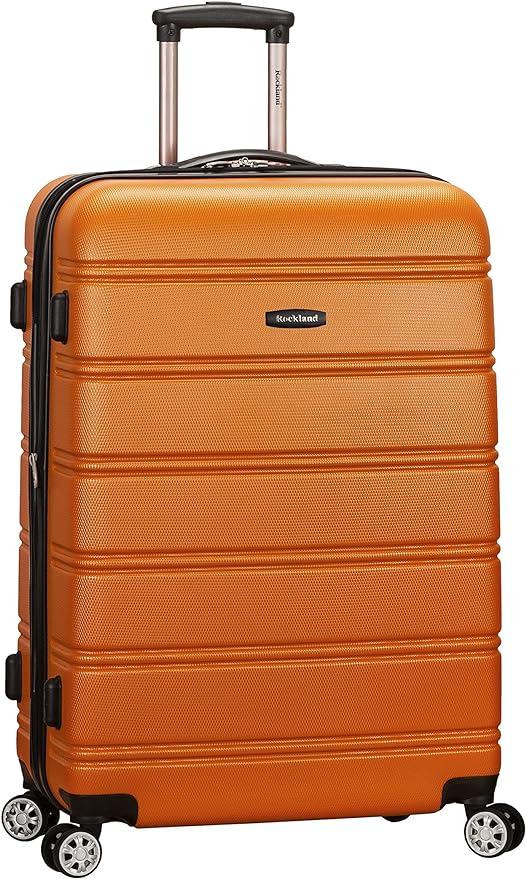 Rockland Melbourne Hardside Expandable Spinner Wheel Luggage, Checked Large 28", Orange