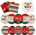 HAKOTI Christmas Party Decorations,60Pcs Ugly Sweater Party Decorations Set Christmas Plates and Napkins for New Year Ugly Sweater Dinnerware Xmas Holiday Party Disposable Supplies