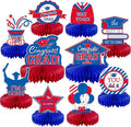 10PCS Graduation Decorations Class of 2025 Centerpieces, Congrats Grad Honeycomb Table Toppers for Graduation Party Favors, 2026 Graduation Party Decorations (10PCS, Red & Blue)