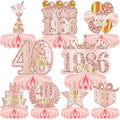 9 Pcs 40th Birthday Decoration for Women Happy 40th Birthday Table Honeycomb Decorations Rose Gold Pink Centerpieces Tables Toppers1986 Decor Cheers to 40 Years Old Birthday Party Favors