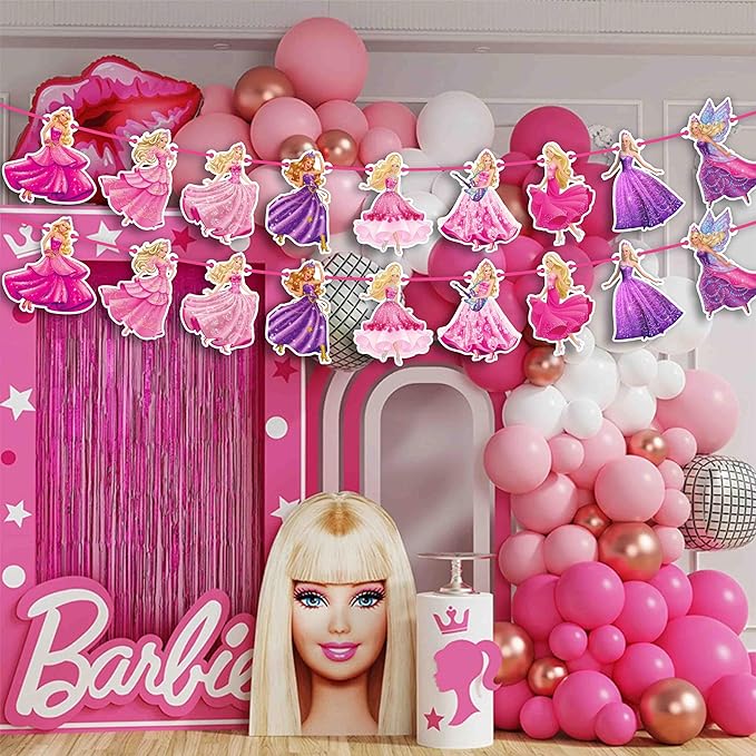 Barbe Garland Decoration Banner - Birthday Party, Fashion Theme Hanging Party Decoration for Home, Event, Dessert Table Backdrop and Celebration Wall Décor Supplies