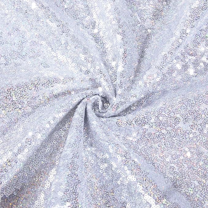 B-COOL 6 Panels Sequin Backdrop Curtains 2ftx8ft Laser Silver Sparkly Backdrop Fabric for Party Birthday Ceremony Stage Backgroumd Decorations