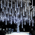 Dazzle Bright 1728 LED Christmas Light, Meteor Shower Rain Lights 11.8 Inch 48 Tubes, Waterproof Plug in Falling Rain Lights Decorations for Xmas Tree Yard Party (White)