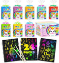 JOYIN 24 Pack Rainbow Scratch Art Notebook, Party Favors for Kids, Art Crafts Kit, Goodie Bags Stuffers for Girls Boys, Return Gifts for Birthday, Classroom Prizes, Bulk Gifts for Valentines Easter