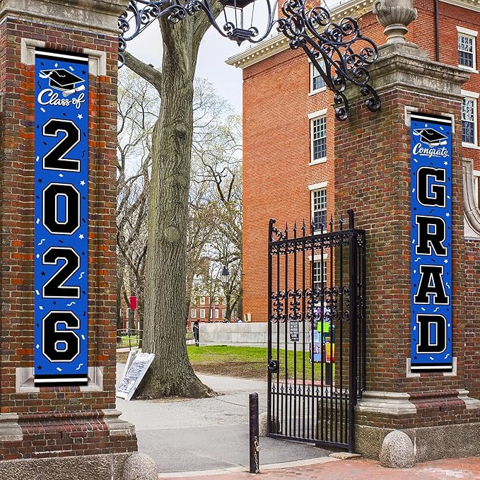 2026 Graduation Decorations,Congrats Grad Banner Backdrop for Class of 2026 Decorations- Blue Graduation Party Decorations