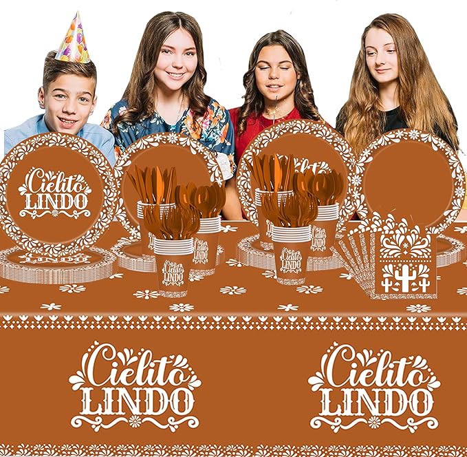 Cielito Lindo Party Decoration, Platos De Barro Mexicanos, Mexican Baby Shower Party Supplies, Mexican Theme Disposable Tableware Set , Talavera Party Decor, Serve 24